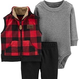 Three Piece Carters Top, Pant, and Vest Set.